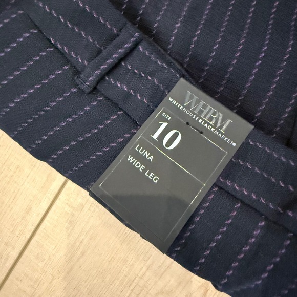 White House Black Market Suit Set 12 Blazer 10R Pants Navy Pink Pinstripe NWT - Picture 6 of 7